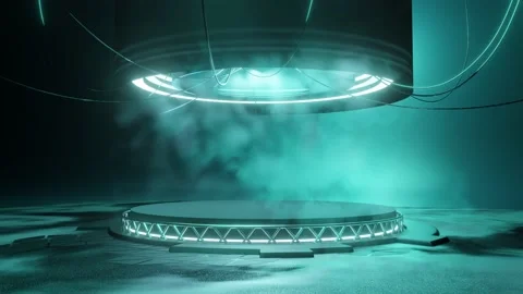 Futuristic Round Podium Platform Background Stockbeeldmateriaal 236593324