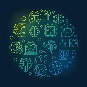 Futuristic round vector outline bright concept illustration Stock Illustration