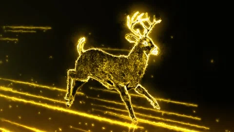Futuristic running deer with glowing laser neon highlight Stock Footage 319238272