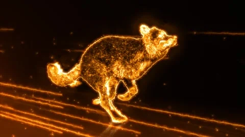 Futuristic running wolf with glowing laser neon highlight Stock Footage 319237687