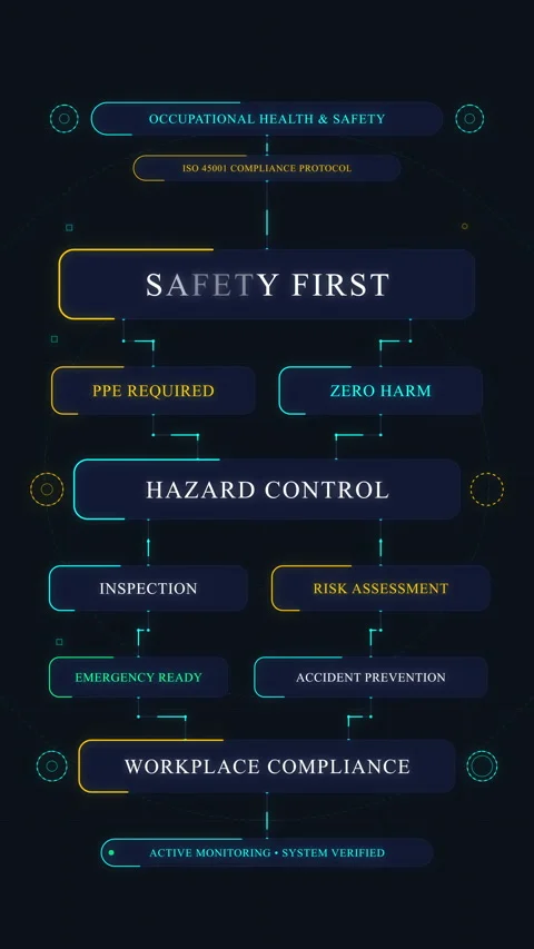 Futuristic safety chart animation with glowing cyber HUD UI workflow Stock Footage 347054900