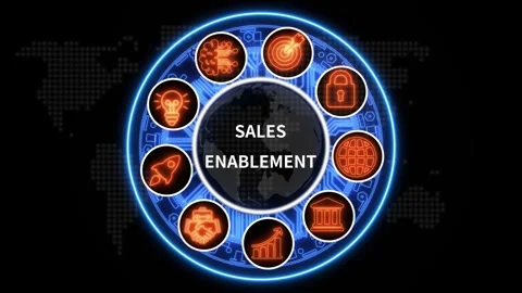 Futuristic Sales Enablement Concept Motion Graphics Loop Stock Footage 340345412