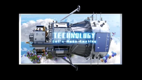 Futuristic Satellite Breaking Through Screen 3D Naked-Eye Tech Background Stock Footage 331853220