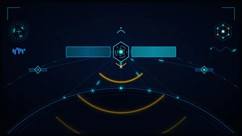 Futuristic satellite communication hud interface with data transmission and.. Stock Footage 337566925