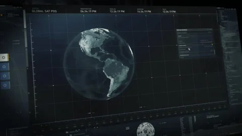 Futuristic scanner is tracking the location of available satellite signals Stock Footage 189216632