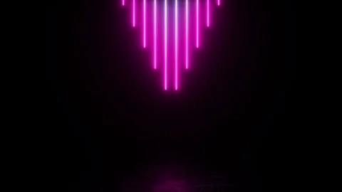 Futuristic scene with bright neon tubes descending into an iron metal floor with Stock Footage 119379871