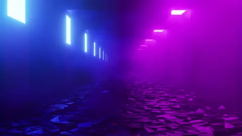 Futuristic scene with an endless flight over a ruined surface 4k loop video Stock Footage 204798761