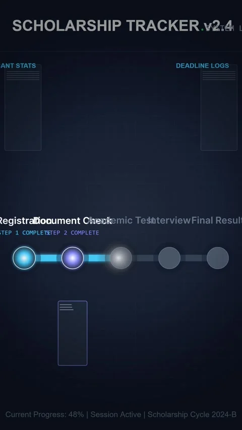 Futuristic Scholarship Tracker UI - Registration, Interview, Final Results .. Stockbeeldmateriaal 347074385