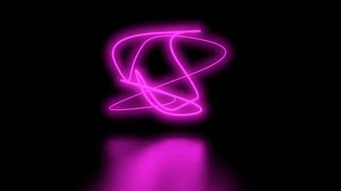 Futuristic Sci-Fi Abstract Purple Neon Light Shapes On Black Background wall and Stock Illustration