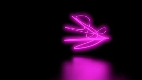 Futuristic Sci-Fi Abstract Purple Neon Light Shapes On Black Background wall and Stock Illustration