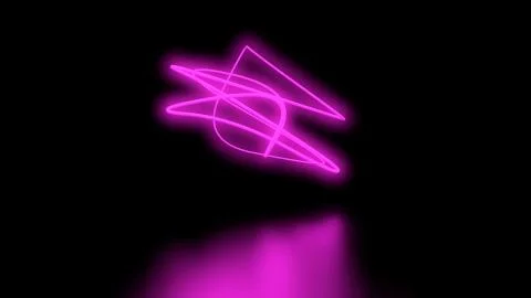 Futuristic Sci-Fi Abstract Purple Neon Light Shapes On Black Background wall and Stock Illustration