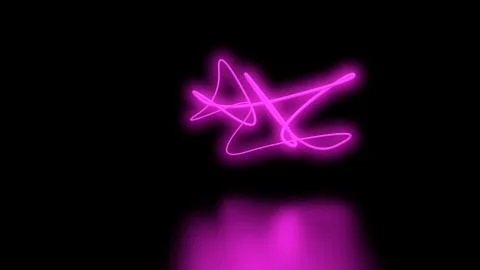 Futuristic Sci-Fi Abstract Purple Neon Light Shapes On Black Background wall and Stock Illustration