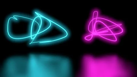 Futuristic Sci-Fi Abstract Purple and blue Neon Light Shapes On Black Background Stock Illustration