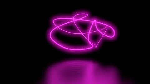Futuristic Sci-Fi Abstract Purple Neon Light Shapes On Black Background wall and Stock Illustration