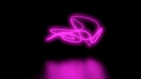 Futuristic Sci-Fi Abstract Purple Neon Light Shapes On Black Background wall and Stock Illustration
