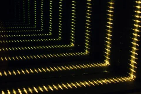 Futuristic sci-fi abstract space dock tunnel effect with yellow lights Stock Photos