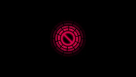 Futuristic Sci-Fi Access Denied HUD Button — Red Neon Circular Interface Loop Stock Footage 339992950