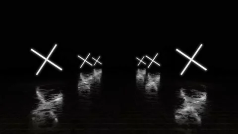 Futuristic Sci Fi Animation With Neon White Crosses. Stock Footage 171511299
