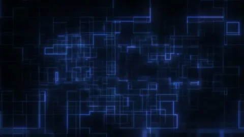 Futuristic Sci-Fi Blue Grid Loop Animation. Glowing Grid Camera Fly-Through Video stock 319624613