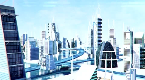Futuristic sci-fi city street view, 3d digitally rendered animation Stock Footage 47496734