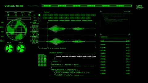 Futuristic Sci-Fi Computer Interface and Data Dashboard Video stock 343732925