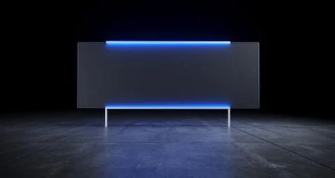Futuristic Sci Fi Concrete Floor With Blue Strips Lighted Frozen Glass On Bot Stock Illustration