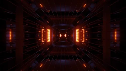 Futuristic Sci-Fi Corridor – Cyberpunk Dark Technology Stock Footage 303139644