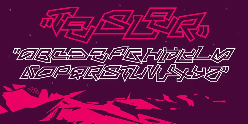 Futuristic Sci-fi Cyberpunk Tech Abstract Technology Alphabet Font Digital Stock Illustration