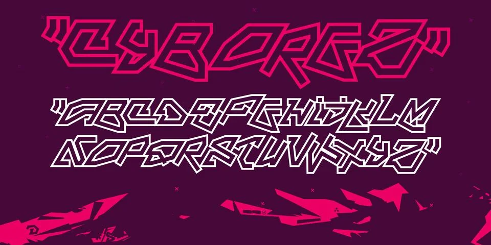 Futuristic Sci-fi Cyberpunk Tech Abstract Technology Alphabet Font Digital Illustrazione stock