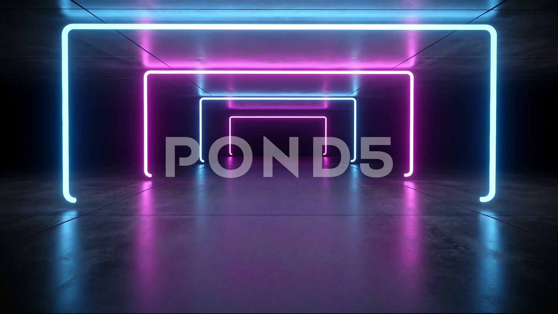 Futuristic Sci Fi White Neon Light On Dark Room Background, Dark