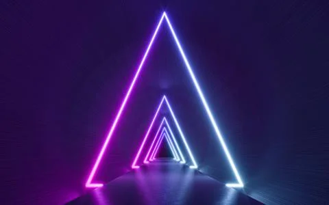 Futuristic Sci Fi Dark Empty Background With Blue And Purple Neon Lights. 3d  Stock Illustration