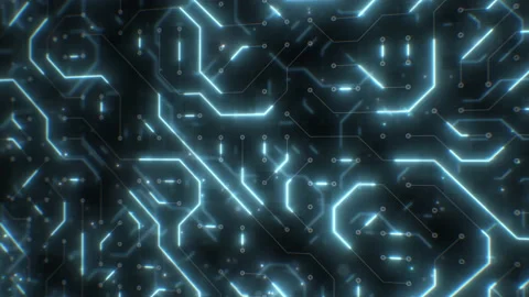 Futuristic Sci-Fi Electricity Flows in Circuit Board Digital Lines Vidéo 136731202