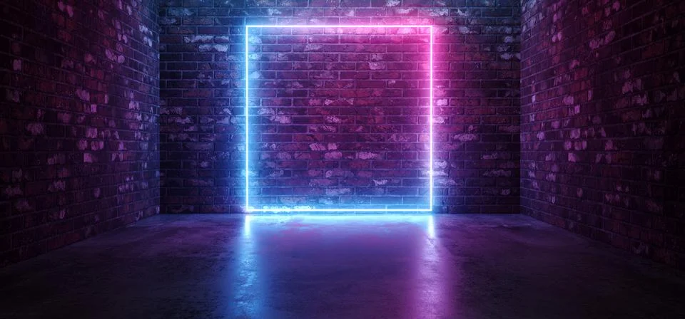Futuristic Sci Fi Elegant Modern Neon Glowing Rectangle Frame Shaped Lines Tu 스톡 일러스트