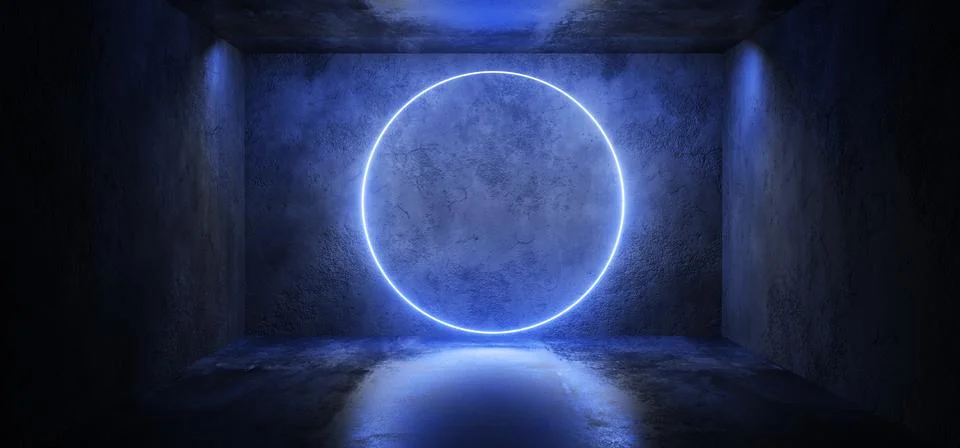 Futuristic Sci Fi Elegant Modern Neon Glowing Circle Shaped Lines Tubes Class Stock Illustration