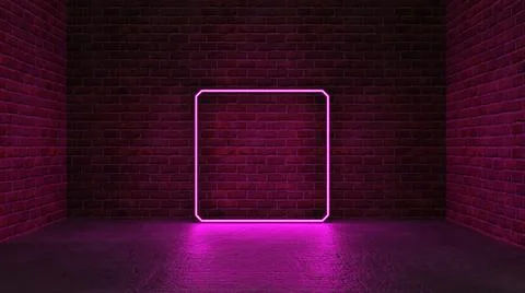 Futuristic Sci Fi Elegant Modern Neon Glowing Rectangle Frame 3D Illustration Stock Photos