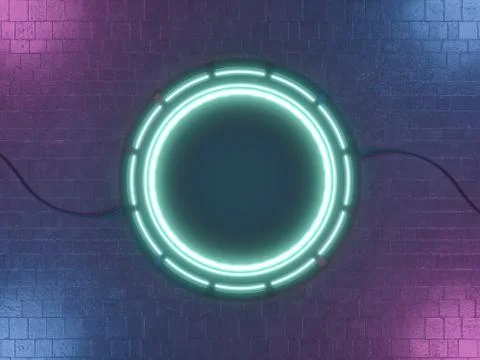 Futuristic Sci Fi Empty Stage neon. 3d rendering Stock Illustration