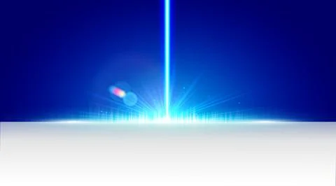 Futuristic sci-fi environment. A white surface with a laser lens and blue light Illustrazione stock
