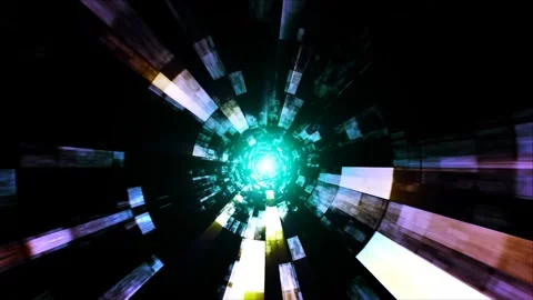 Futuristic sci-fi fantasy tunnel illustration live wallpaper Stock Footage 250559568