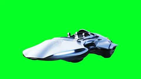 Futuristic sci fi flying car. Realistic 4k green screen animation. Isolate. Video stock 161054232
