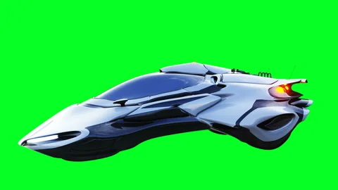 Futuristic sci fi flying car. Realistic 4k green screen animation. Isolate. Video stock 161054395