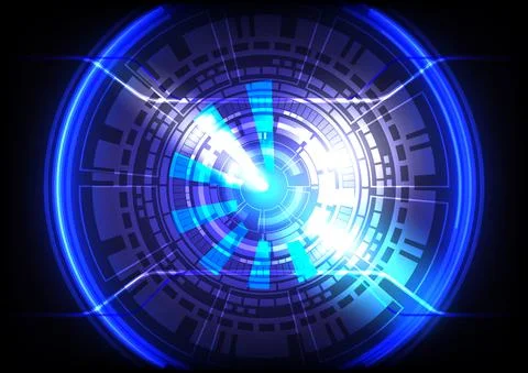 Futuristic Sci-Fi glowing HUD circle and sphere. Light effect. Abstract hi-te 스톡 일러스트