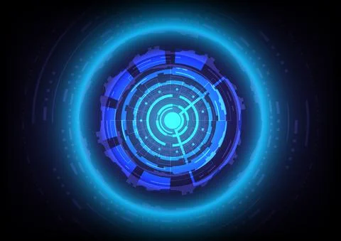 Futuristic Sci-Fi glowing HUD circle and sphere. Abstract hi-tech background. Stock Illustration