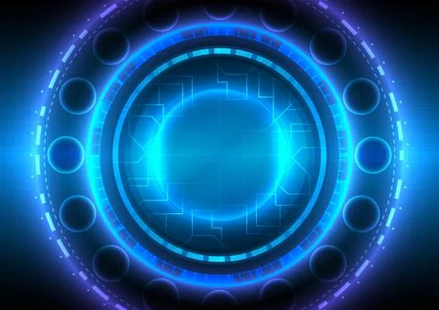 Futuristic Sci-Fi glowing HUD user. Digital infographic frame of data. Abstra イラスト素材