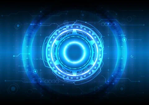 Futuristic Sci-Fi glowing HUD user. Computer digital igital infographic frame イラスト素材