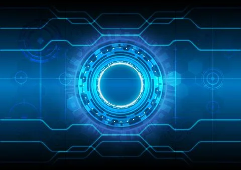 Futuristic Sci-Fi glowing HUD user. Engineering of data science. Digital info Illustrazione stock