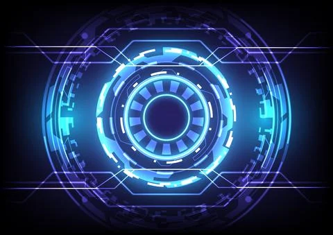 Futuristic Sci-Fi glowing HUD user. Data engineer. Digital infographic interf イラスト素材