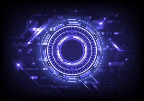 Futuristic Sci-Fi glowing HUD user. Particle of data engineer. Digital infogr Illustrazione stock