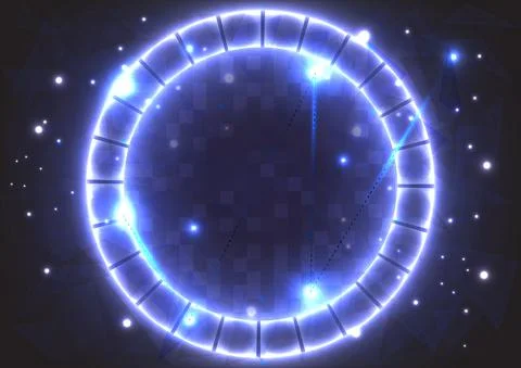 Futuristic Sci-Fi glowing HUD frame. Data engineer of particle. Digital infog Stockillustratie