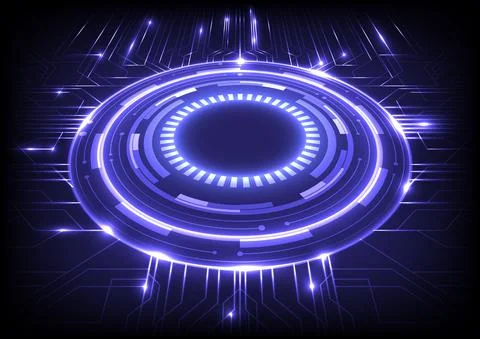 Futuristic Sci-Fi glowing HUD circle. Data engineering. Abstract hologram hi- イラスト素材