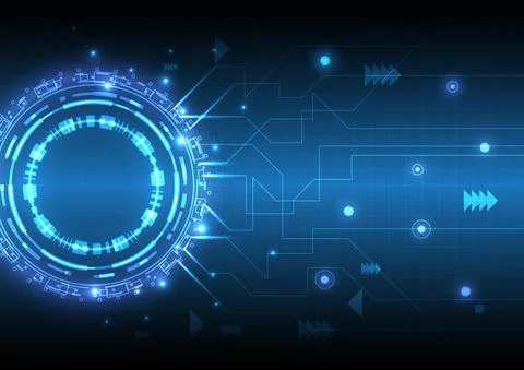 Futuristic Sci-Fi glowing HUD element, data engineer and circuit board. Abstr Stock Illustration